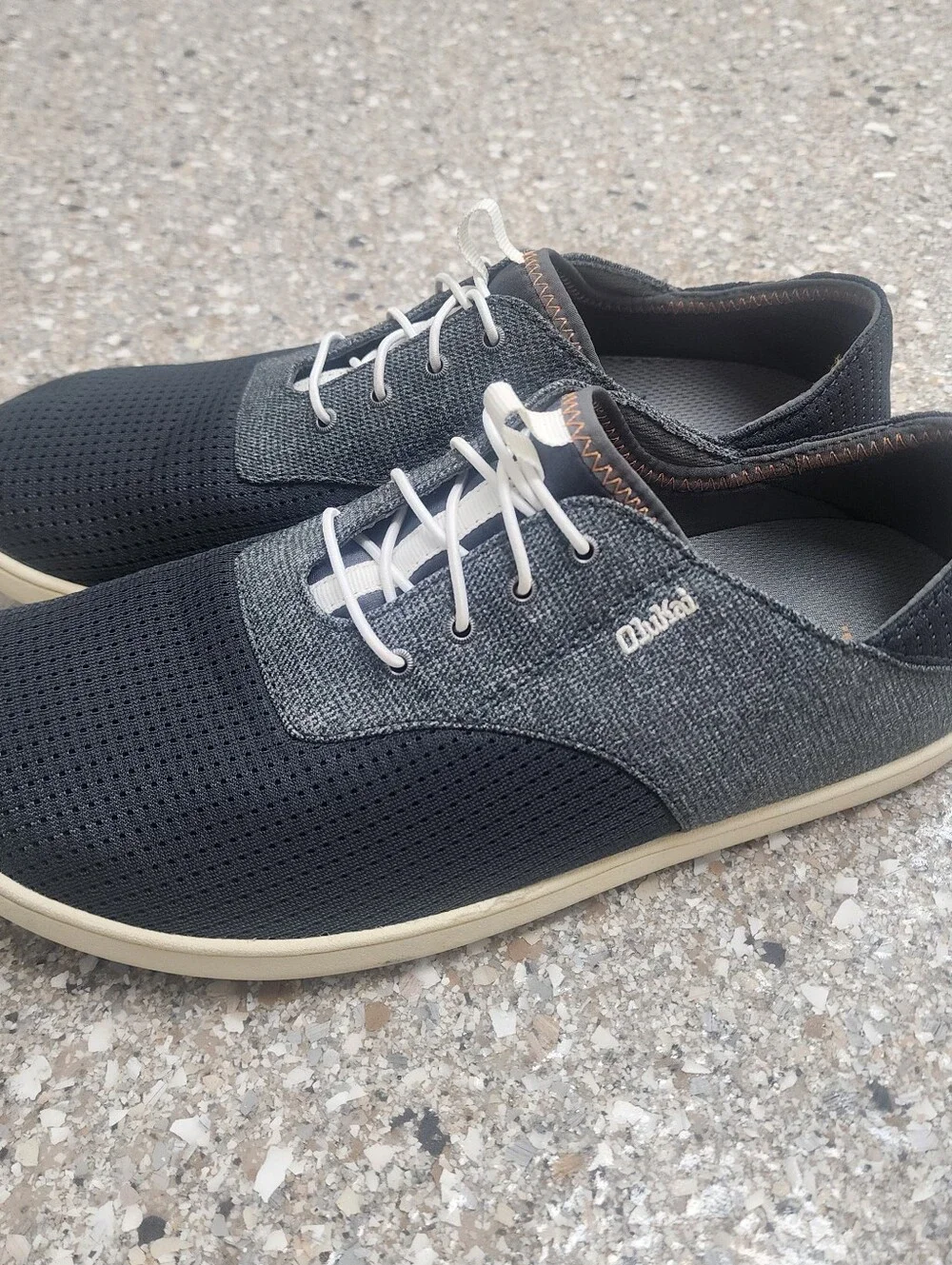 OluKai Mens Nohea Moku No Tie Boat Shoe Size 9 Gray Slip On Convertible Sneaker